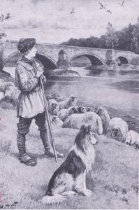 La vista del viejo puente romano en Musselburgh despierta la imaginación de John Rennie el pastor, de Mi Revista, pub.1922