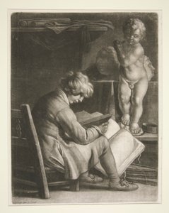 Joven con una estatua de Cupido de Wallerant Vaillant