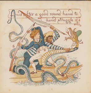 Ilustración para Pothooks and Perseverance de Walter Crane (litografía en color)