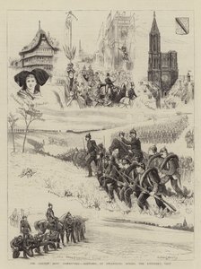 Las maniobras del ejército alemán, bocetos en Estrasburgo durante la visita del emperador