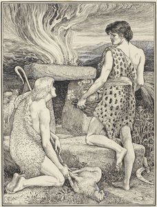 Caín y Abel de Walter Crane (signed by artist)