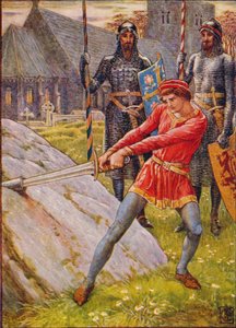 Arturo Saca la Espada de la Piedra de Walter Crane