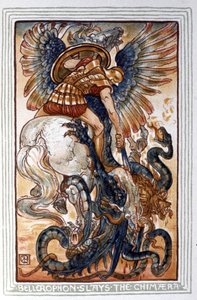 Belerofonte mata a la Quimera, c. 1900 (ilustración) de Walter Crane