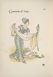 Prendas de lino. Una mujer sosteniendo un chal de Walter Crane