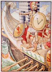 Se convirtió en un blanco para cada flecha, ilustración de La Historia de Grecia por Mary Macgregor de Walter Crane