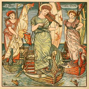 Vi tres barcos, del libro de pinturas de Walter Crane, pub. 1889