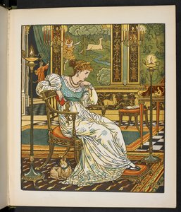 Ilustración del cuento La cierva en el bosque. de Walter Crane