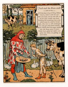 Jack vende su vaca por frijoles, del Libro de Imágenes de Barba Azul, pub. 1879 litografía en color, 1879 de Walter Crane