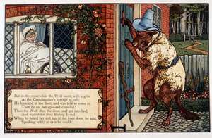 Caperucita Roja, por John Lane, Libros de Imágenes de Walter Crane, Londres y Nueva York, s.d. principios del siglo XX