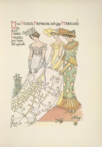 Miss Violet, Primrose y la alegre Marygold. Tres jóvenes damas de Walter Crane