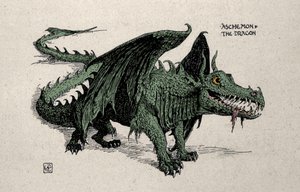 Representación del dragón mitológico Ashchemon (Dibujo de Walter Crane, 1899) de Walter Crane