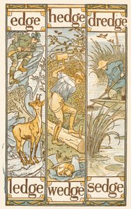 Palabras que riman acabadas en la letra E. La cartilla dorada. de Walter Crane