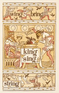 Palabras que riman y acaban en la letra G. Mirlos en una tarta. Un tendedero. La cartilla dorada. de Walter Crane