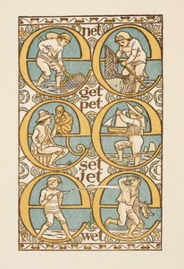 Palabras rimadas que ilustran el uso de la letra E. La cartilla dorada.