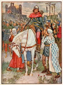 Robin Hood es agradecido por los campesinos de Walter Crane