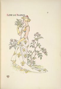 Rose La France. Una joven oliendo un ramo de flores de Walter Crane