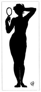 Silueta de mujer desnuda sosteniendo un espejo de Walter Crane