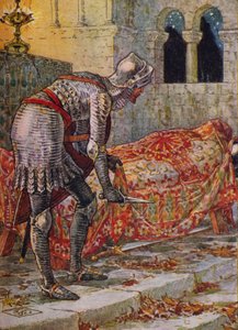 Sir Lancelot en la Capilla Peligrosa de Walter Crane