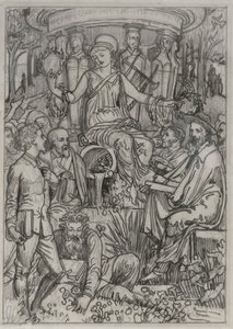 Boceto para la ilustración del frontispicio de "Living English Poets" (Poetas ingleses vivos) de Walter Crane