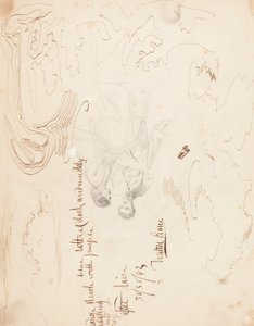 Boceto de una Pareja Sentada con Estudios de Nubes de Walter Crane