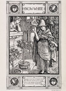 Blancanieves y la bruja atendiendo su manzana - en 