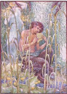Dulce, dulcemente penetrante era la música de la flauta de Pan, ilustración de 
