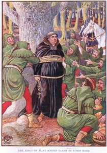 El abad de Saint Marie capturado por Robin Hood, c.1920 de Walter Crane