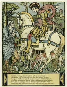 El Príncipe pide direcciones, del Libro de Imágenes de Barba Azul, pub. 1879 de Walter Crane