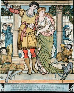 El príncipe rescatando a la princesa, ilustración para 