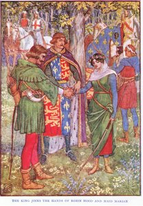 El rey une las manos de Robin Hood y Maid Marian de Walter Crane