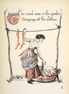 La criada estaba en el jardín tendiendo la ropa. de Walter Crane