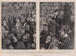 Lord Kitchener y el Sr. Cecil Rhodes recibiendo títulos honoríficos en la Universidad de Oxford de Walter Duncan