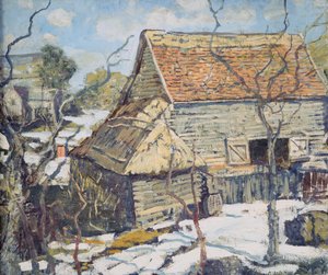 Granero de Pensilvania en la nieve de Walter Elmer Schofield