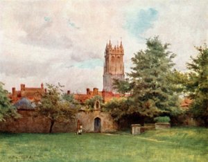Torre de San Juan, desde los Jardines de la Abadía, Glastonbury de Walter Frederick Roofe Tyndale