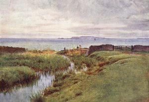 Wessex: Portland desde la orilla norte de la bahía de Weymouth (litografía en color)