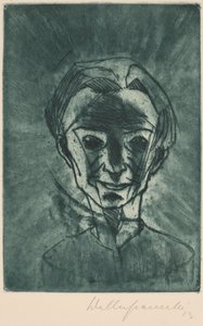 Cabeza sonriente, Autorretrato de Walter Gramatte