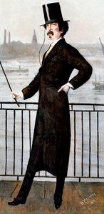 James Abbott McNeill Whistler en el paseo de la viuda en su casa en Lindsey Row, Chelsea, 1871 de Walter Greaves
