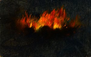 Zeppelin en llamas visto a través de un telescopio desde Southfields, 3 de septiembre de 1916 de Walter Hunt
