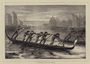 Una carrera de góndolas en Venecia