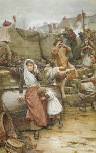 Escena de desastre en un pueblo pesquero de Cornualles, 1889 de Walter Langley