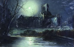 Kirkstall Abbey by Moonlight (óleo sobre lienzo) de Walter Linsley Meegan