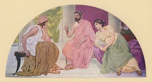 París en casa de Menelao y Helena (litografía en color)