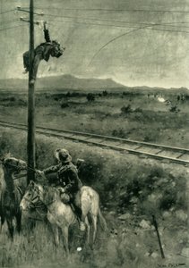 Bóers atrapados en el acto de cortar los cables del telégrafo, 1902