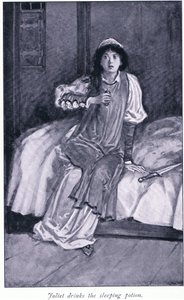Julieta bebe la poción para dormir