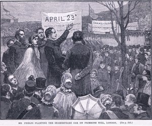 El Sr. Phelps plantando el roble de Shakespeare en Primrose Hill, Londres 1864 AD de Walter Paget