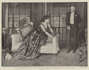 La Sra. Patrick Campbell (Agnes Ebbsmith) y el Sr. Hare (Duque de St Olpherts) en La Notoria Sra. Ebbsmith, en el Teatro Garrick de Walter Paget