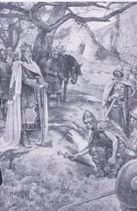 En este campo nació la nación inglesa, ilustración de Mi Revista de Walter Paget