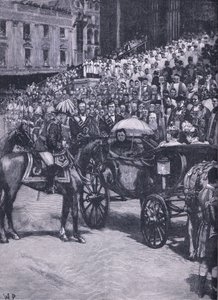 El Jubileo de Diamante: Acción de gracias en la Catedral de San Pablo, ilustración de la Historia de Inglaterra de Cassell, 1900s