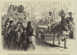 Centenario de George Stephenson en Newcastle-on-Tyne, procesión de caballos de tiro, carros, etc. de Walter Paget