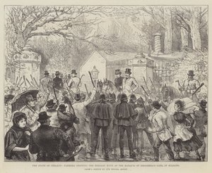 El estado de Irlanda, agricultores deteniendo la caza de Reloare en la puerta del Marqués de Drogheda, en Kildare de Walter Paget
